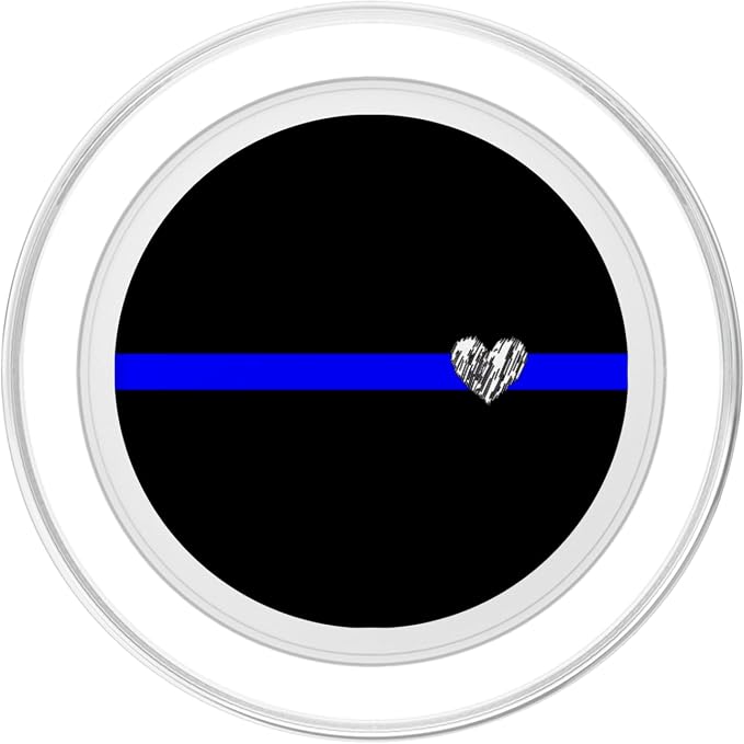 Fallen officer remembrance thin blue line design with Heart PopSockets Adhesive PopGrip
