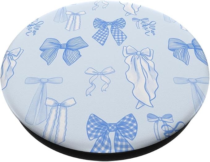 Coquette Light Blue Bow Pattern PopSockets PopGrip for MagSafe