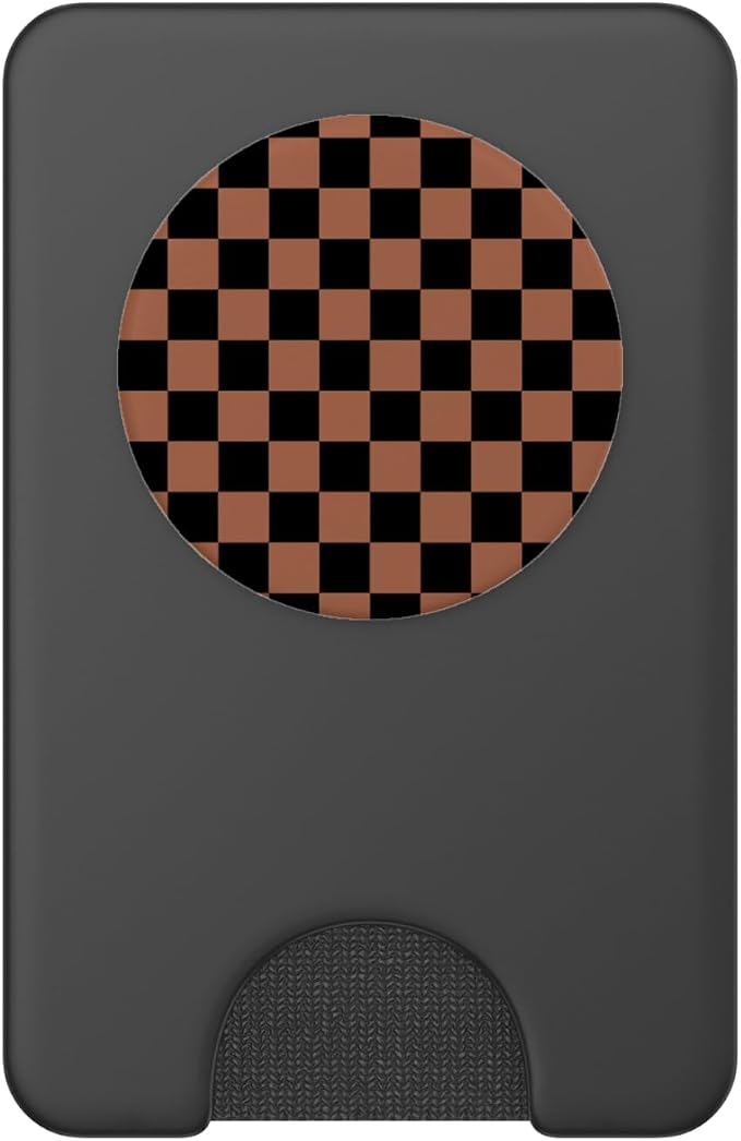 Brown and Black Checker Checkers Checkered Prüfer PopSockets Adhesive PopGrip