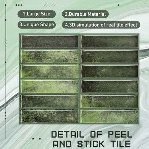 20 Sheets Tile Peel and Stick Backsplash 11.43 x 9 3D Wall Kitchen Stick on Tiles for Kitchen Marble Tiles (Green)