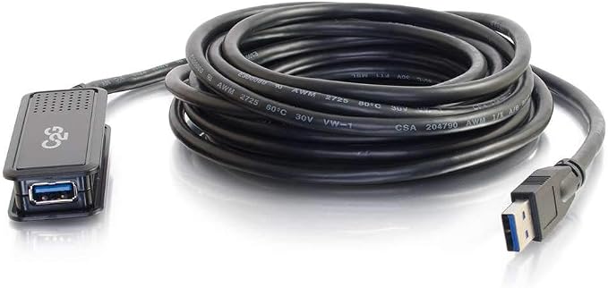 C2G 52107 USB A to A Long USB Extension Cable 6.56 Feet (2 Meters) Black (Pack of 2)