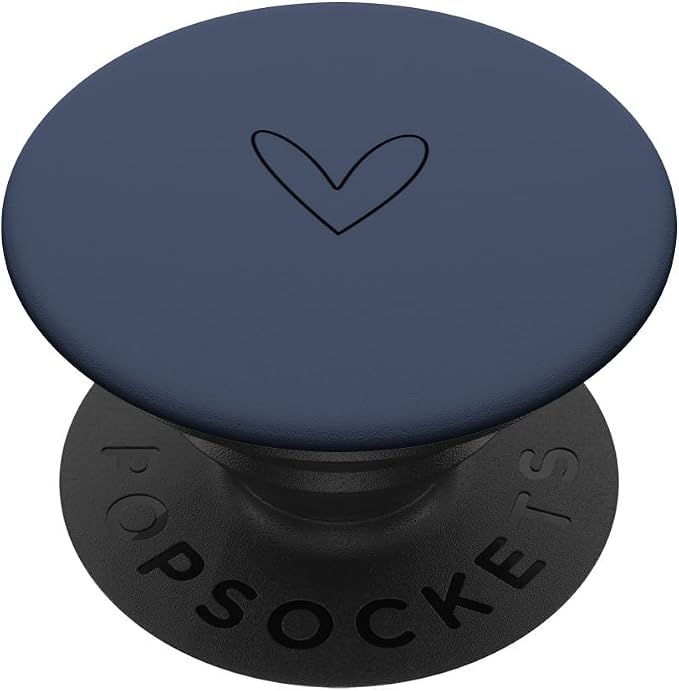 Simple Cute Heart Design Feminine Romantic Love - Navy Blue PopSockets PopGrip for MagSafe