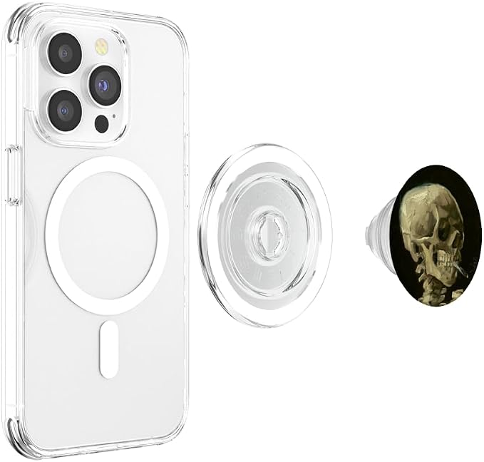 Skull of a Skeleton with Burning Cigarette Van Gogh Art PopSockets Adhesive PopGrip