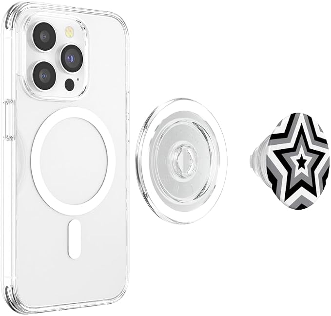 Aesthetic Star in Black and White PopSockets Adhesive PopGrip