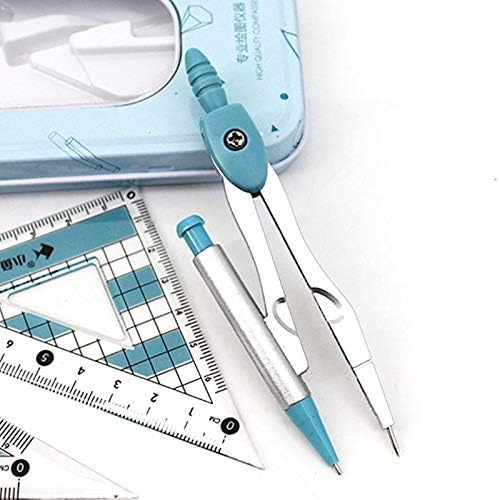 LABANCA 7 Pcs Compass Set with Protractor Rulers Drafting Tools Kit for Math Geometry (Y-Blue)