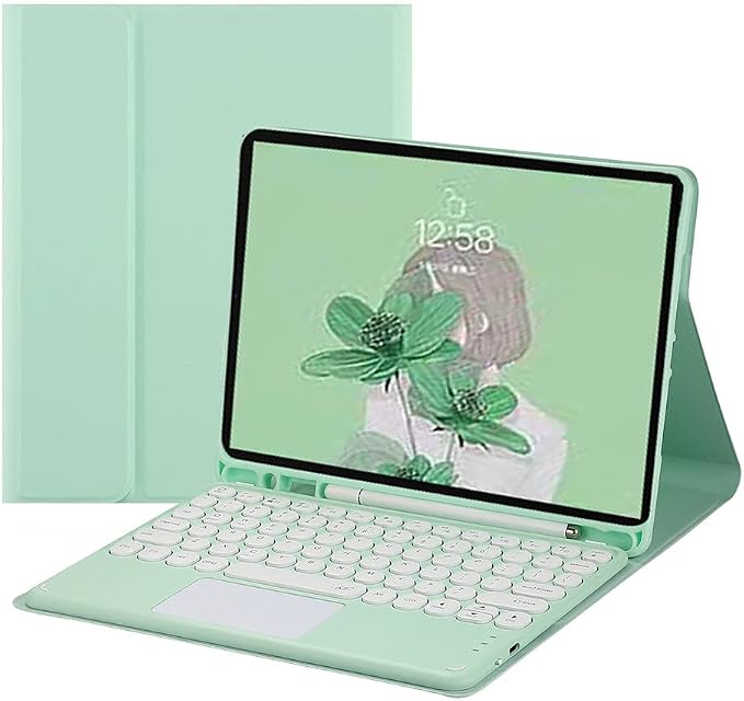 Keyboard Case for iPad Air 11 inch (M3/M2)/ iPad Air 5th 4th Generation 10.9 inch Case with Touchpad Detachable Round Key Candy Color Keyboard Cover (Pink)