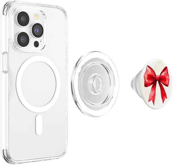 Girly Bow in Watercolour Coquette Aesthetic Red Bow PopSockets PopGrip for MagSafe