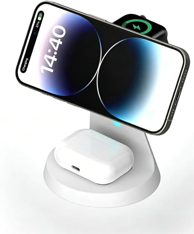 Wireless Charger 3 in 1 for Magsafe iPhone 17 16 15 14 13 12 Apple Watch 11 10 9 8 7 AirPods 4/3 Pro2/1 Fast Charging Station (Black)