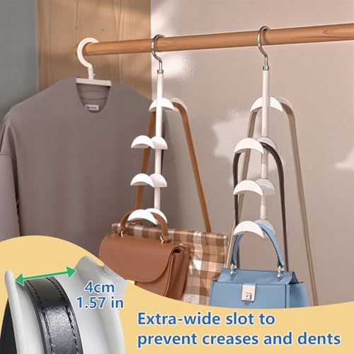 Purse Hanger Organizer for Closet 2Pack, Hanging Bag Holder, with 4 Hooks, Hanging Organizer for Handbag Keeping Purses, Storage Hook Backpack Rack Space Saving Hanger - size: 2 pack