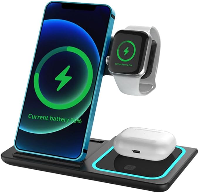 Multifunctional 15w Foldable Wireless Phone Charger 3 in 1 Station Chargeur sans fils for iPhone Samsung for Apple Watch airpods