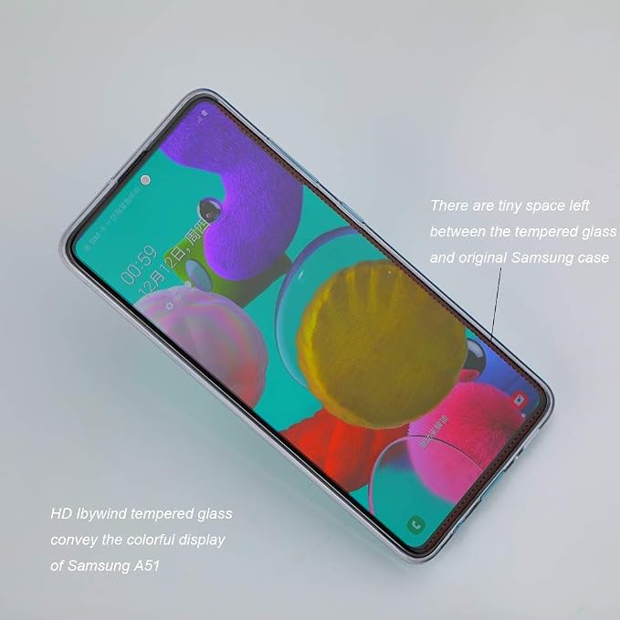 Ibywind For SamSung Galaxy A51 Screen Protector 2 Pack 9H Hardness Tempered Glass[Military-Grade Protection]With 1Pc Camera Lens Protector 1Pc Back Carbon Fiber Film[Anti-Scratch][Anti-Shatter]