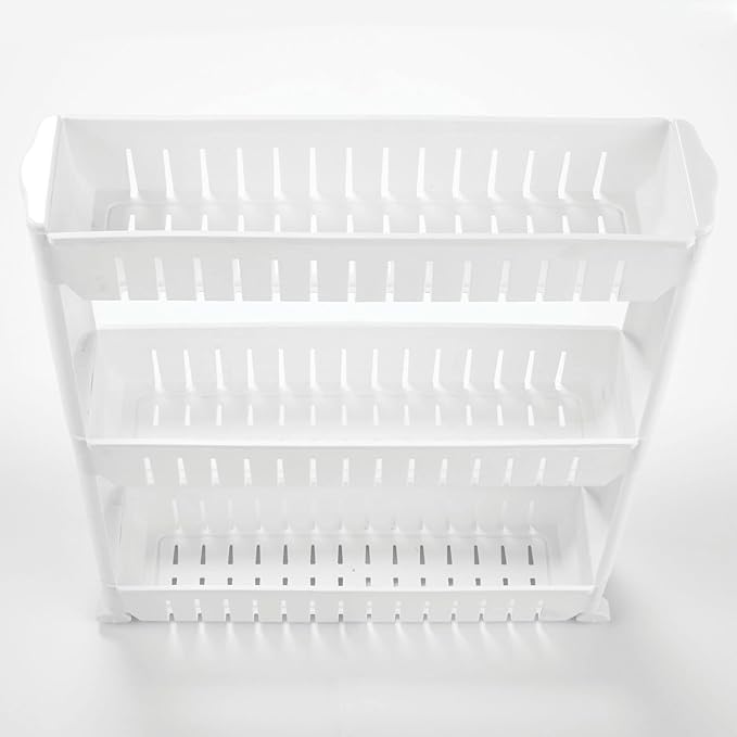 mDesign Slim Plastic Rolling Laundry Utility Cart, Portable Storage Organizer Trolley - Easy-Glide Wheels and 3 Heavy-Duty Shelves, for Laundry, Utility Room, Kitchen or Pantry Storage - White