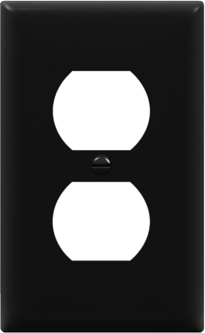 ENERLITES Duplex Receptacle Outlet Wall Plate, Size 1-Gang 4.50" x 2.76", Unbreakable Polycarbonate Thermoplastic, 8821-BK, Black