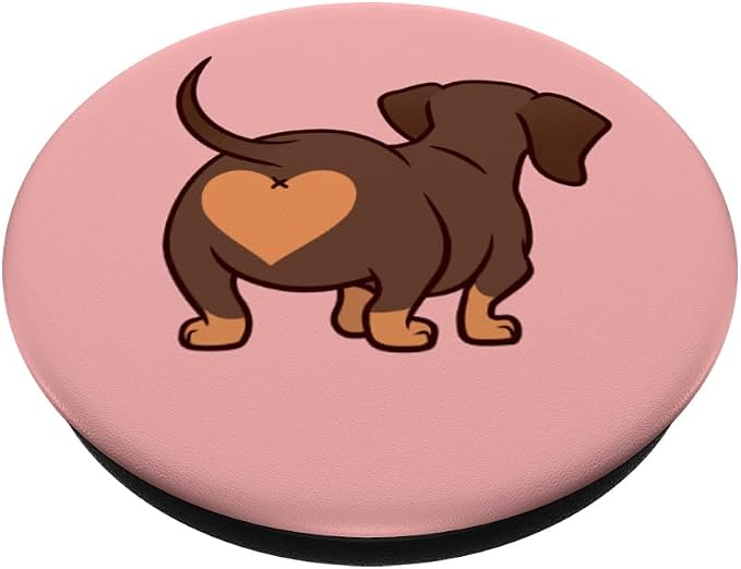 Dachshund Butt Heart Weiner Dog Mom Gift Pink for Girls PopSockets Adhesive PopGrip