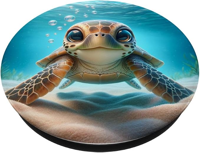 Adorable Cute Kawaii Sea Turtles in The Ocean PopSockets PopGrip for MagSafe