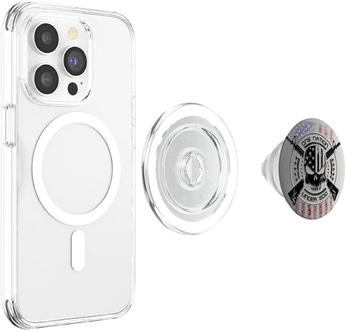 Patriotic USA Warrior One Nation Military Flag Skull PopSockets Swappable PopGrip