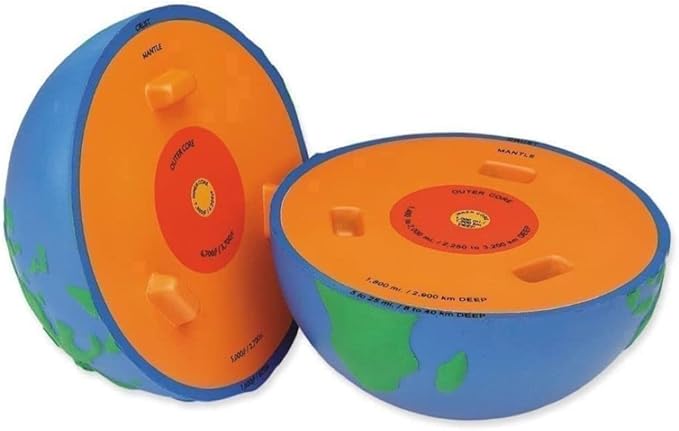 Learning Resources Cross-Section Earth Model - Classroom World Globe, Students Elementary Geography, Interactive Geology, Educational STEM, Interactive Teaching Science, Gifts for Teachers