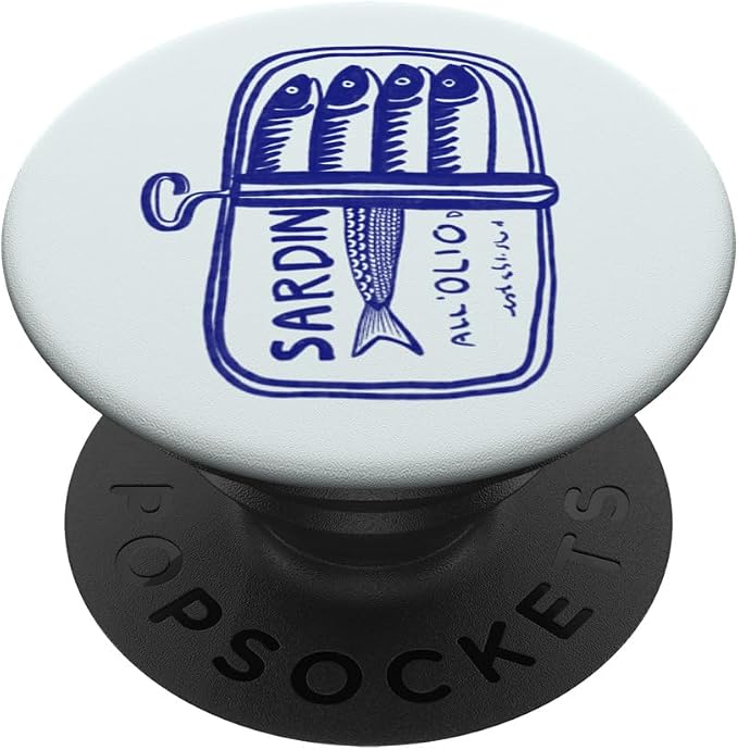 Sardine Tin in Blue Hand Drawn PopSockets PopWallet for MagSafe