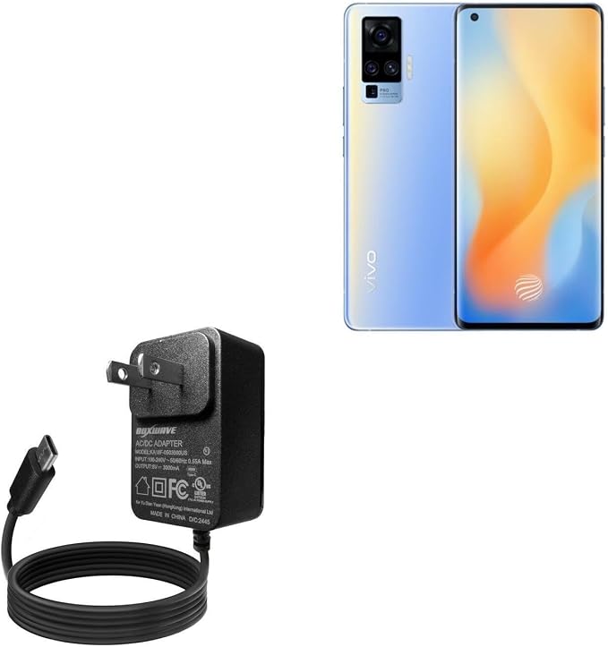 BoxWave Charger Compatible with vivo X50 - Wall Charger Direct (15W) Rapid Charge Your Device with Built-in 3ft Cable