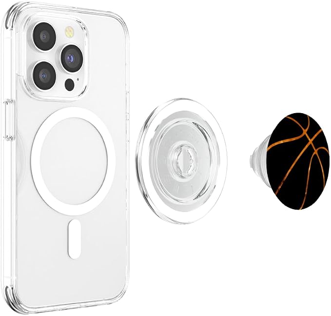 Black Basketball and fire Phone Grip for Men and Boys PopSockets Adhesive PopGrip