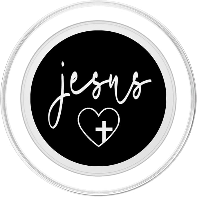 Jesus Cross Love Faith Easter Christmas White Font Black PopSockets Adhesive PopGrip