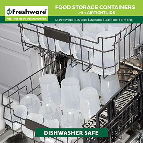 Freshware Food Storage Containers [24 Set] 32 oz Plastic Deli Containers with Lids, Slime, Soup, Meal Prep Containers, BPA Free, Stackable, Leakproof, Dishwasher and Freezer Safe, Translucent - size: 32 oz [24 Sets]