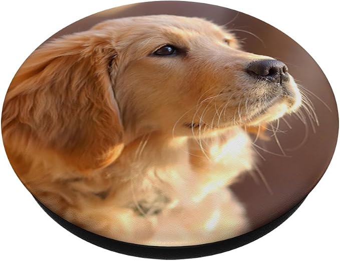 Nikitea Golden Retriever Puppy PopSocket Adhesive PopGrip - Cell Phone Grip Stand - Black - Animal Print - Compatible with Most Phones Tablets and Cases
