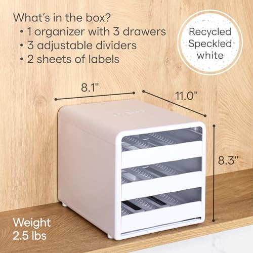 YouCopia SpiceStack,18-Bottle Adjustable Spice Rack Organizer, Pull-Out Seasoning Holder for Kitchen Cabinet and Pantry Storage with 104 Labels and Adjustable Dividers, Speckled White - style: 18-Bottle