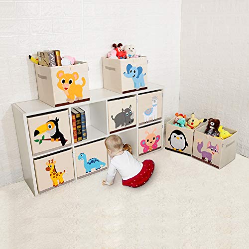 Foldable Animal Cube Storage Bins Fabric Toy Box/Chest/Organizer for Kids Nursery, 13 inch (Baby Lion) - color: Baby Lion