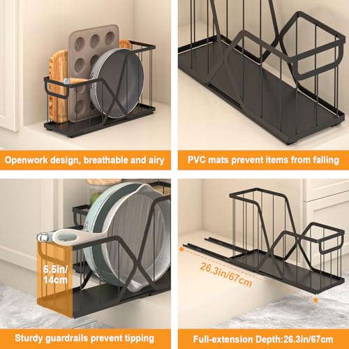 2 Pack Pull Out Cabinet Organizer for Cutting Board, Baking Sheet, Cookie Sheet, Sliding Rack for Bakeware & Trays, for Narrow Cabinet Space