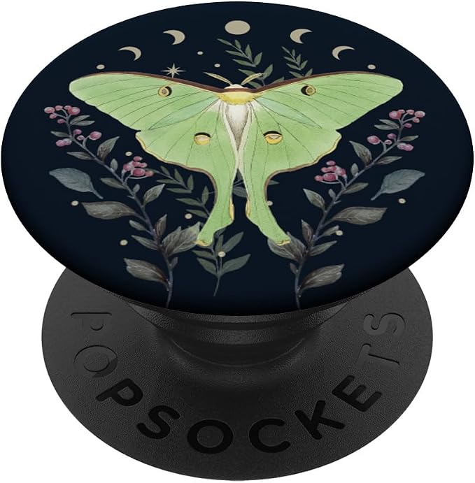 Celestial Moon Moth Butterfly Floral Pattern PopSockets Adhesive PopGrip