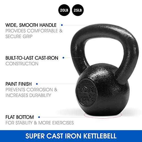 Yes4All Kettlebell Sets, 5 - 10 - 15 - 20 - 25 - 30 LB Cast Iron Strength Training Kettlebells, Wide Handles & Flat Bottom, Multi-Level from Beginners to Pros for Strength Training & Home Gym