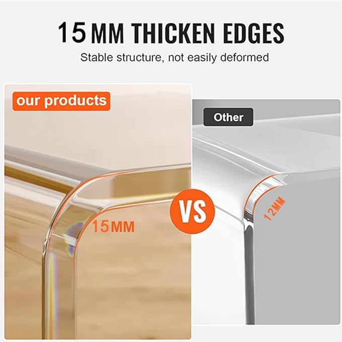 Acrylic Coffee Table and Stool Set of 2. with 34" Modern Minimalist Rectangular Table + 15" Multi-Use Clear Stool, Rest Stool, Shower Seat w/Rounded Edges (Stool:15.7"x10.6"x14.1")