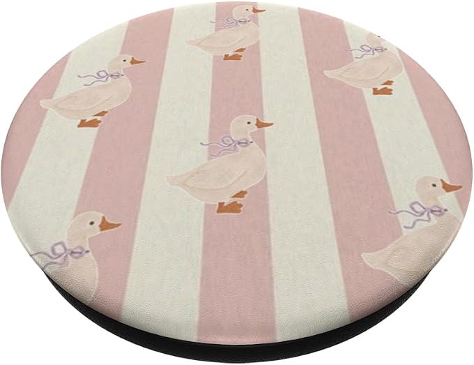 Pink Stripe Duck Pattern PopSockets Adhesive PopGrip