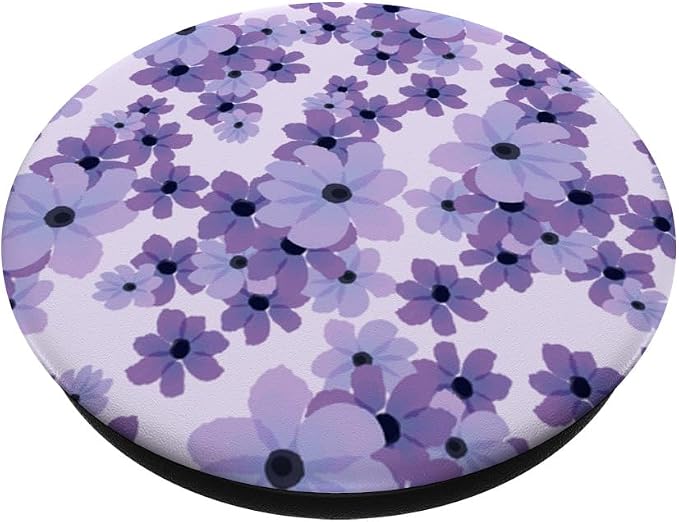 Purple Flowers Pattern Pop-Up Socket Grip-Flowers Floral PopSockets PopGrip for MagSafe