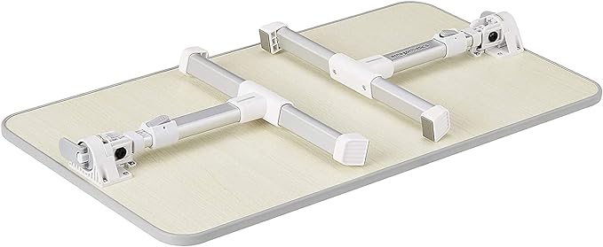 Amazon Basics Portable Foldable Adjustable Laptop Stand Tray Table Lap Desk for Bed and Couch, Fits up to 17-Inch Laptop, 13"x24", Cream