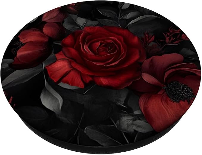Goth Floral Red Rose Moody Black Dark Academia Flowers PopSockets PopWallet for MagSafe