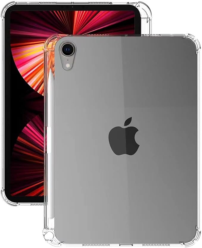 Clear iPad mini Case with Pencil Holder Soft TPU Transparent Shockproof Cover Supports 2nd Gen Apple Pencil Charging for iPad mini 6/7th(A17 Pro) Generation 8.3 inch 2021/2024 (Mini 6)