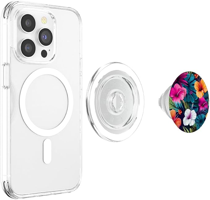 Watercolor Hibiscus Pattern Hawaii Flower Tropical Floral PopSockets PopGrip for MagSafe