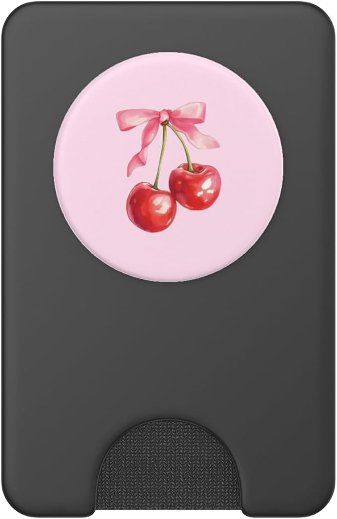 Pink Bow Aesthetic Cute Cherry PopSockets PopGrip for MagSafe