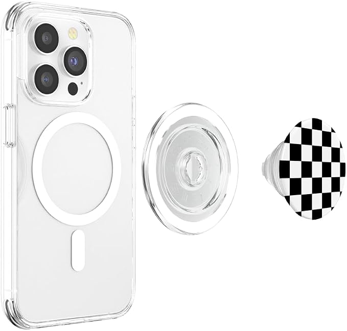 Checkered Black and White Checkerboard Pattern Style PopSockets PopGrip: Swappable Grip for Phones &amp Tablets PopSockets Adhesive PopGrip