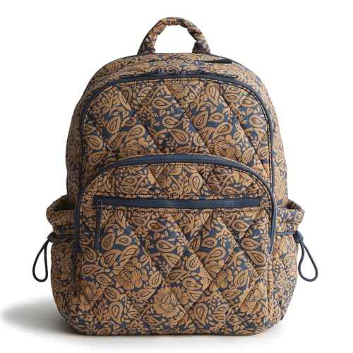 Vera Bradley Women's Featherweight Large Bancroft Backpack, Lotus Montage Roasted Pecan, One Size