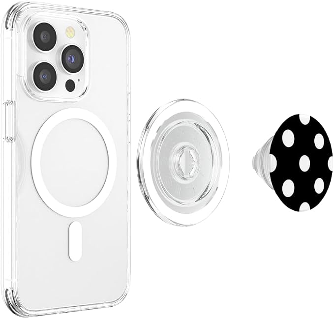 Polka Dot Black and White Pattern PopSockets Adhesive PopGrip
