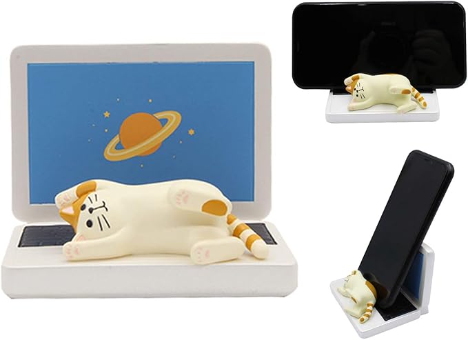 BOLLEY JOSS Desk Cell Phone Holder Stand Pink Sofa with Cute Cat Kitty for Office Free You Hands Home Ornament