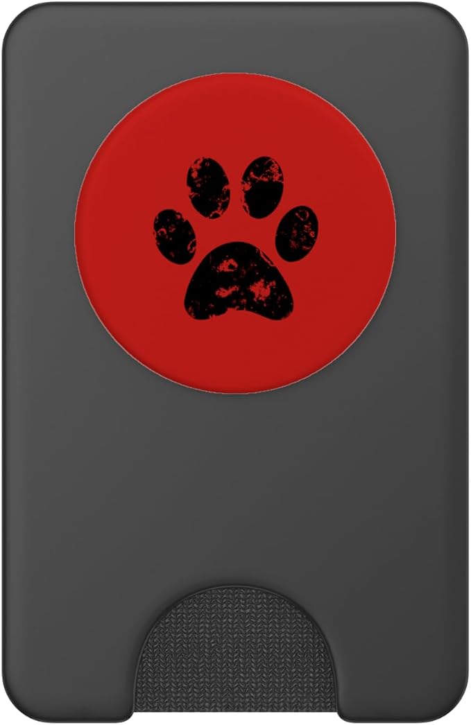 Black Dog Paw Print Red PopSockets Adhesive PopGrip