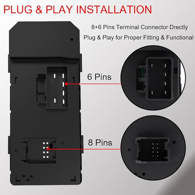 Power Window Master Control Switch Front Left Driver Side fit for 2007-2013 Chevy Silverado GMC Sierra 1500 2500HD 3500HD Traverse HHR Buick Enclave Replaces OE 25789692, 20945129, 25951963, 20945224