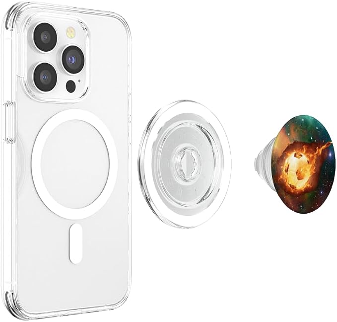 Galaxy Soccer Ball Pop Socket - Flaming Soccer Bal Futbol PopSockets Adhesive PopGrip