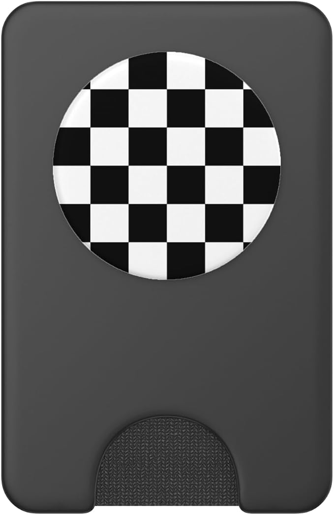 Checkerboard Black and White Print Checkered for Boys Men PopSockets Adhesive PopGrip