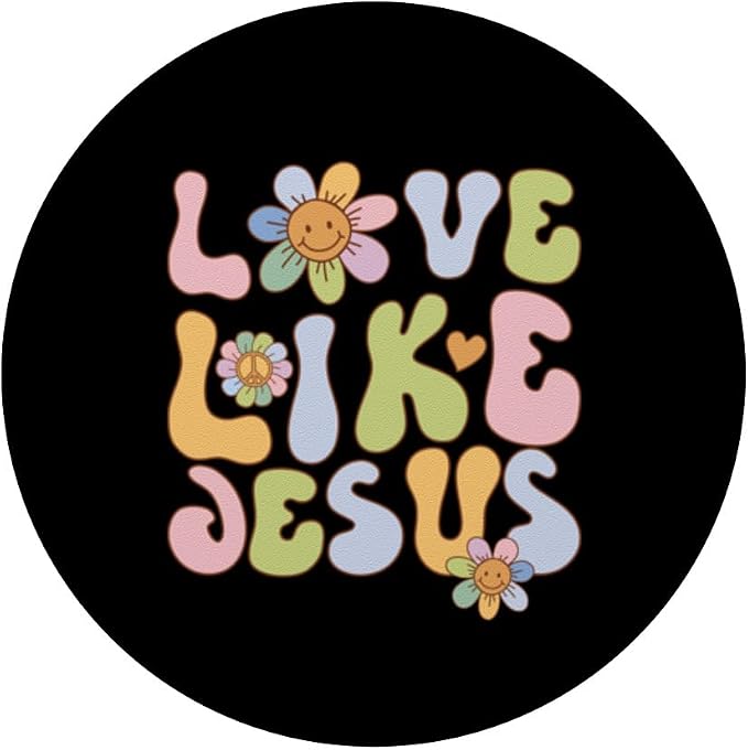 Groovy Love Like Jesus Religious God Christian Graphic PopSockets Adhesive PopGrip