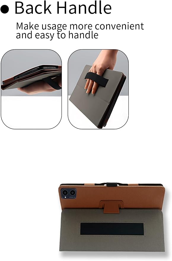Case for ApoloSign EM101A 10.1 Touch Screen Tablets，Premium Leather Business Folio Stand Cover with Hand Strap for ApoloSign EM101ABlack.